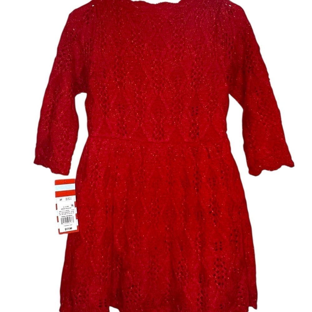 NWT - Cat & Jack Girls crochet red dress - Size 3T - Picture 2 of 8